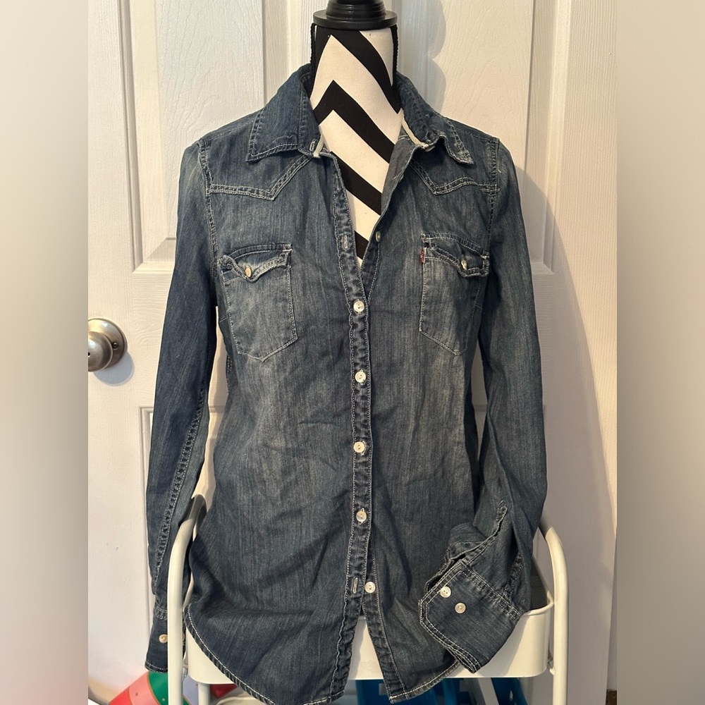Levi's Blue Denim Button Down Shirt